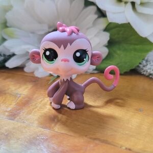 Littlest Pet Shop LPS #2469 Monkey Brown Pink Green Eyes 2007